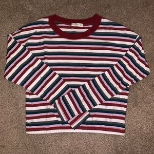 Multicolor Striped Long Sleeve Crop Top